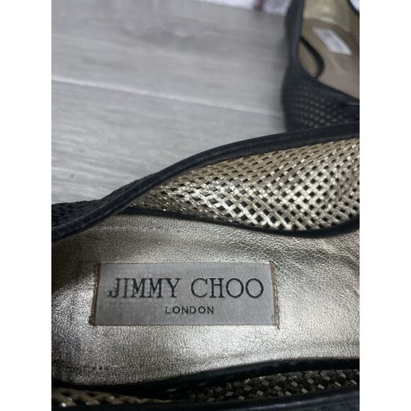 Jimmy Choo Black Leather Perforated Laser Cut Bow Ballet Flats Women 37EU/6.5M - Picture 14 of 16